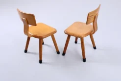 Pamono Set of Children's Chairs in Beech Wood by VD Woude, 1950s Sale