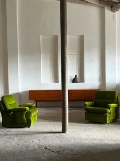 Pamono Set of German Green Velvet Chairs, 1970s Outlet