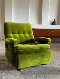 Pamono Set of German Green Velvet Chairs, 1970s Outlet