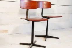 Pamono Set of Industrial School Chairs, 1960s Clearance