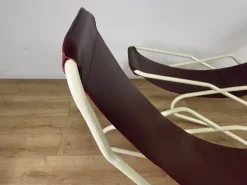 Pamono Set of Italian Painted Iron and Leather Deckchairs, 1950s Outlet