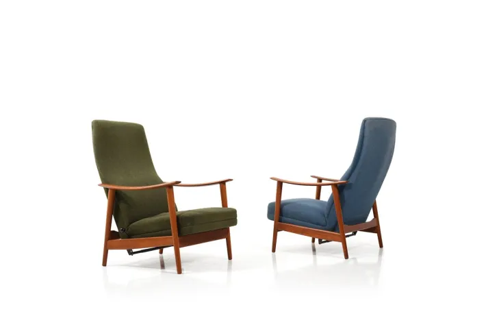 Pamono Set of Mid-Century Danish Teak Reclining Lounge Chairs, 1960s Discount