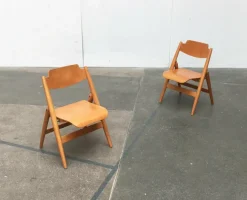 Pamono Set of Mid-Century German SE 18 Children Folding Chairs by Egon Eiermann for Wilde+spieth, 1950s Online