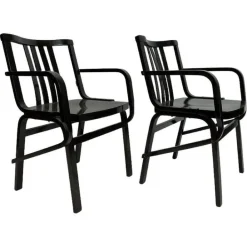 Pamono Set of Mid-Century Modern Black Armchairs from Thonet, 1950s Sale