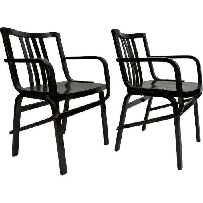 Pamono Set of Mid-Century Modern Black Armchairs from Thonet, 1950s Sale
