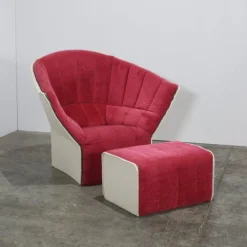 Pamono Set of Moël Armchair and Ottoman attributed to Inga Sempé for Ligne Roset, Set of 2 New