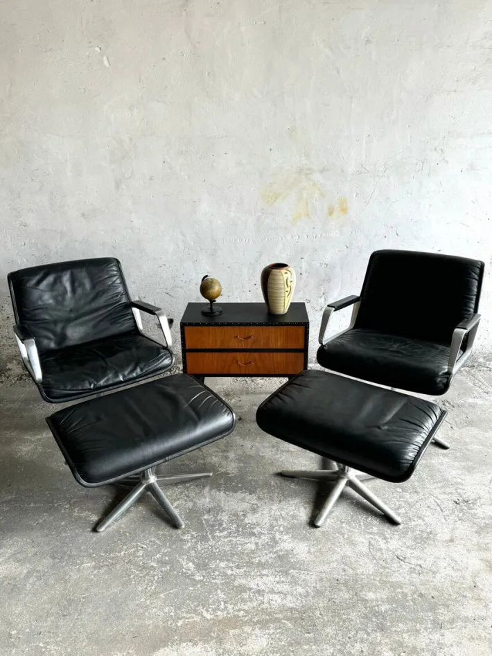 Pamono Set of Swivel Chair with Otoman by Delta Group Wilkhahn Delta Discount