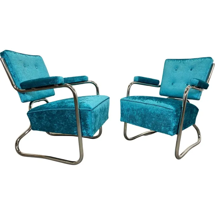 Pamono Set of Vintage Bauhaus Armchairs in Chrome, 1930s Sale