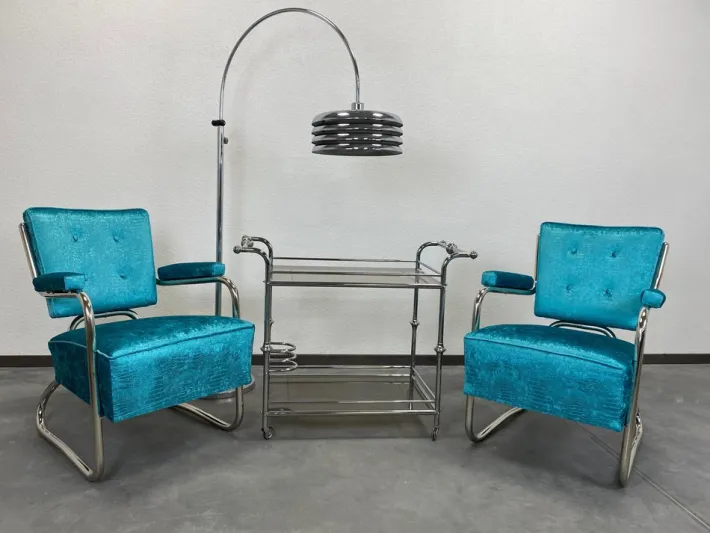 Pamono Set of Vintage Bauhaus Armchairs in Chrome, 1930s Sale