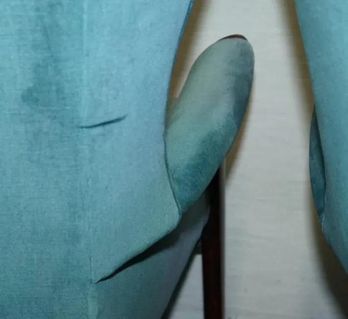 Pamono Set of Vintage Blue Fabric Wingback Chairs Sale