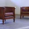 Pamono Set of Vintage Club Chairs in Leather, 1920s