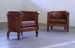 Pamono Set of Vintage Club Chairs in Leather, 1920s
