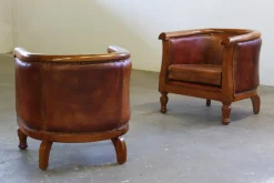Pamono Set of Vintage Club Chairs in Leather, 1920s