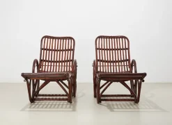 Pamono Set of Vintage German Chaise Lounges in Bamboo and Rattan, 1950s Discount