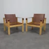 Pamono Set of Vintage Lounge Chairs in Teak and Saddle Leather by Karl Heinz Bergmiller for Escriba, 1970s Discount