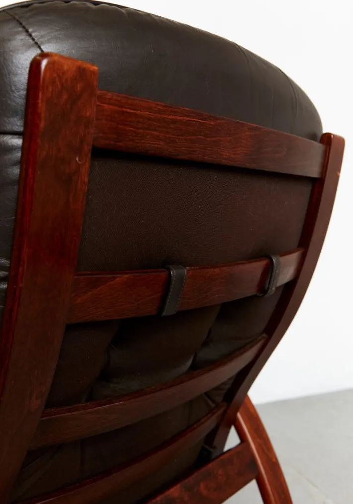 Pamono Set of Vintage Scandinavian Armchair with Ottoman by Arnt Lande for Westnofa, 1970s Hot