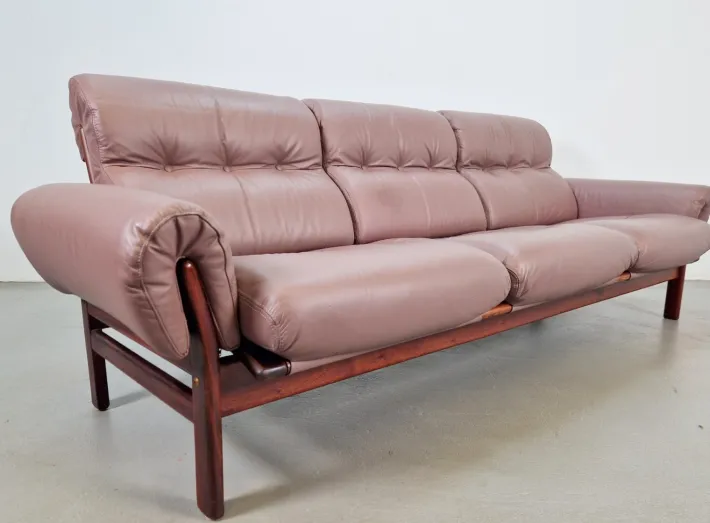 Pamono Set of Vintage Teak & Leather Sofa & Armchair from Coja, Sweden, 1960s Outlet