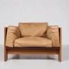 Pamono Set of Wood & Leather Bastiano Seating Set by Tobia Scarpa for Gavina, Italy, 1960s New