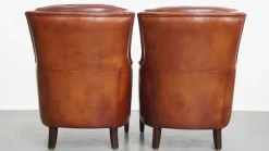 Pamono Sheepskin Chesterfield Armchairs and Ottoman, Set of 3 New