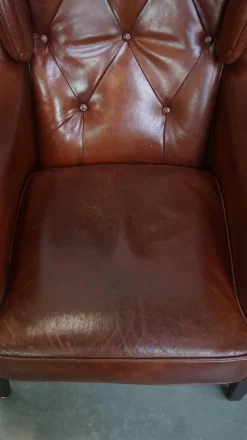 Pamono Sheepskin Chesterfield Armchairs and Ottoman, Set of 3 New