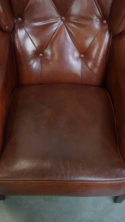 Pamono Sheepskin Chesterfield Armchairs and Ottoman, Set of 3 New