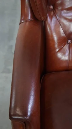 Pamono Sheepskin Chesterfield Armchairs and Ottoman, Set of 3 New