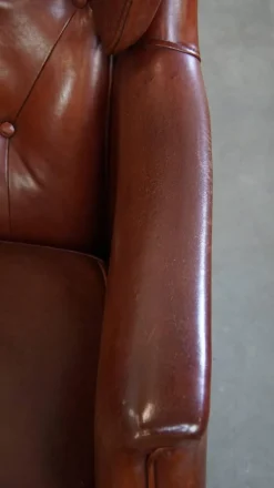 Pamono Sheepskin Chesterfield Armchairs and Ottoman, Set of 3 New