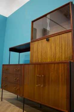 Pamono Shelving Unit Desk in Teak and Walnut from Vanson, 1950s Best