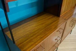 Pamono Shelving Unit Desk in Teak and Walnut from Vanson, 1950s Best