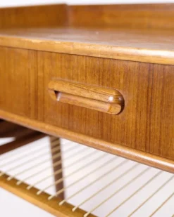 Pamono Side Table in Teak with Drawer and Wicker Shelf, 1960s Discount