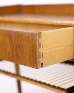 Pamono Side Table in Teak with Drawer and Wicker Shelf, 1960s Discount