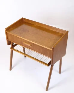 Pamono Side Table in Teak with Drawer and Wicker Shelf, 1960s Discount