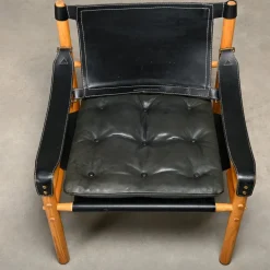 Pamono Sirocco Safari Lounge Chairs in Black Leather and Ash by Arne Norell for Arne Norell AB, Sweden, 1970s, Set of 2 Online