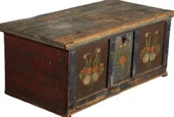 Pamono Small Antique Chamfered Chest in Softwood, 1897 Hot