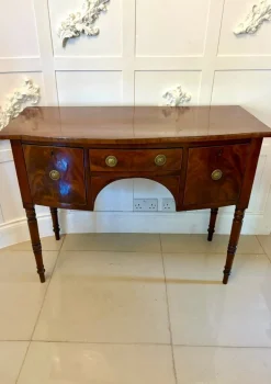 Pamono Small Antique George III Figured Mahogany Bow Front Sideboard, 1800s Online