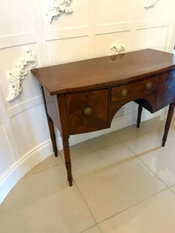 Pamono Small Antique George III Figured Mahogany Bow Front Sideboard, 1800s Online