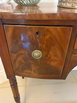 Pamono Small Antique George III Figured Mahogany Bow Front Sideboard, 1800s Online