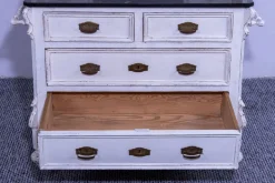 Pamono Small Antique White Pine Chest of 4 Drawers with Marble Top and Mirror, Late 19th Century Outlet