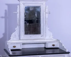 Pamono Small Antique White Pine Chest of 4 Drawers with Marble Top and Mirror, Late 19th Century Outlet