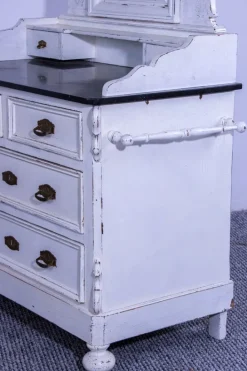 Pamono Small Antique White Pine Chest of 4 Drawers with Marble Top and Mirror, Late 19th Century Outlet