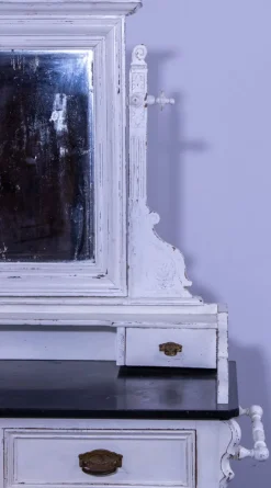 Pamono Small Antique White Pine Chest of 4 Drawers with Marble Top and Mirror, Late 19th Century Outlet