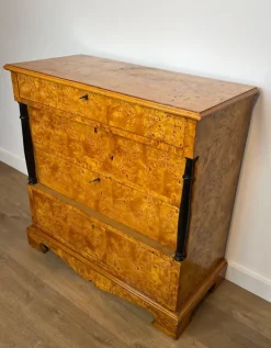 Pamono Small Biedermeier Style Chest of 4 Drawers in Bird's-Eye Maple Discount