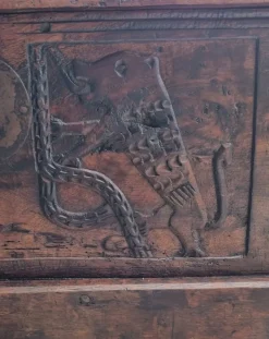 Pamono Small Carved Walnut Coffer, Early 16th Century Outlet