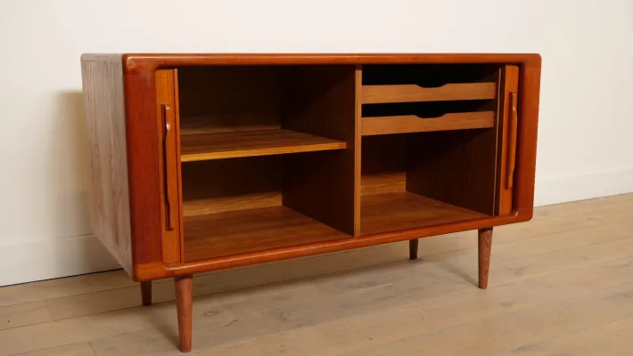 Pamono Small Vintage Teak Sideboard with Sliding Doors, 1960s Discount