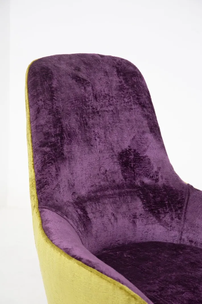 Pamono Small Vintage Wooden Armchairs & Pouf in Purple and Green Velvet, Set of 3 Discount