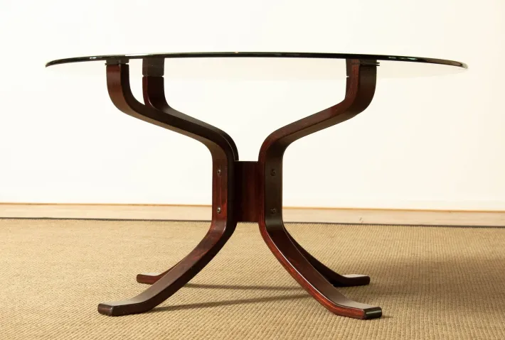 Pamono Smoked Glass Coffee Table attributed to Sigurd Ressell for Vatne, Norway, 1970s Sale