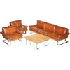 Pamono Sofa and Armchair Suite in Leather and Chrome, Set of 4 Clearance