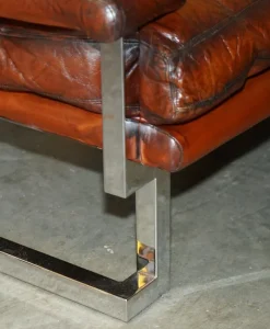 Pamono Sofa and Armchair Suite in Leather and Chrome, Set of 4 Clearance