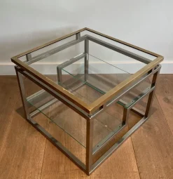 Pamono Sofa End Tables in Chrome, Brass and Glass, 1970s, Set of 2 Clearance