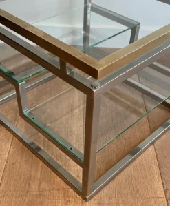 Pamono Sofa End Tables in Chrome, Brass and Glass, 1970s, Set of 2 Clearance